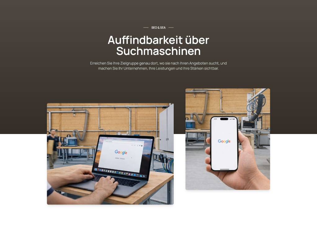 Suchmaschinen-Darstellung einer Webseite für Schreiner