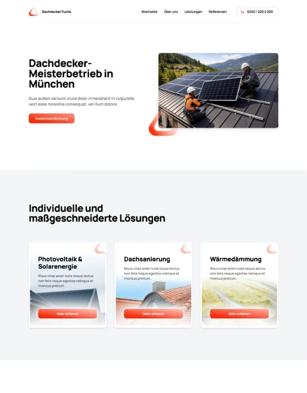 Webseite für Dachdecker