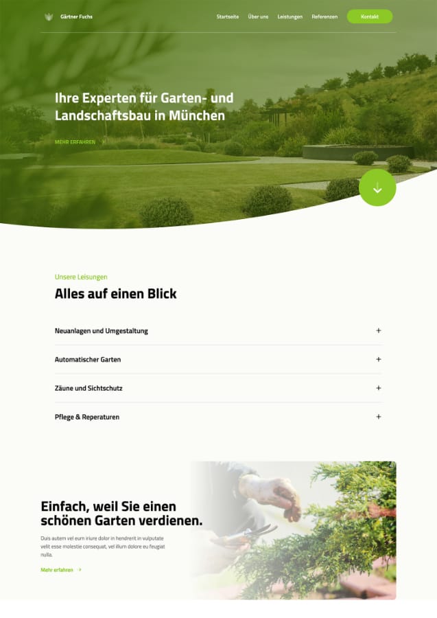 Webseite für Gartenlandschaftsbauer